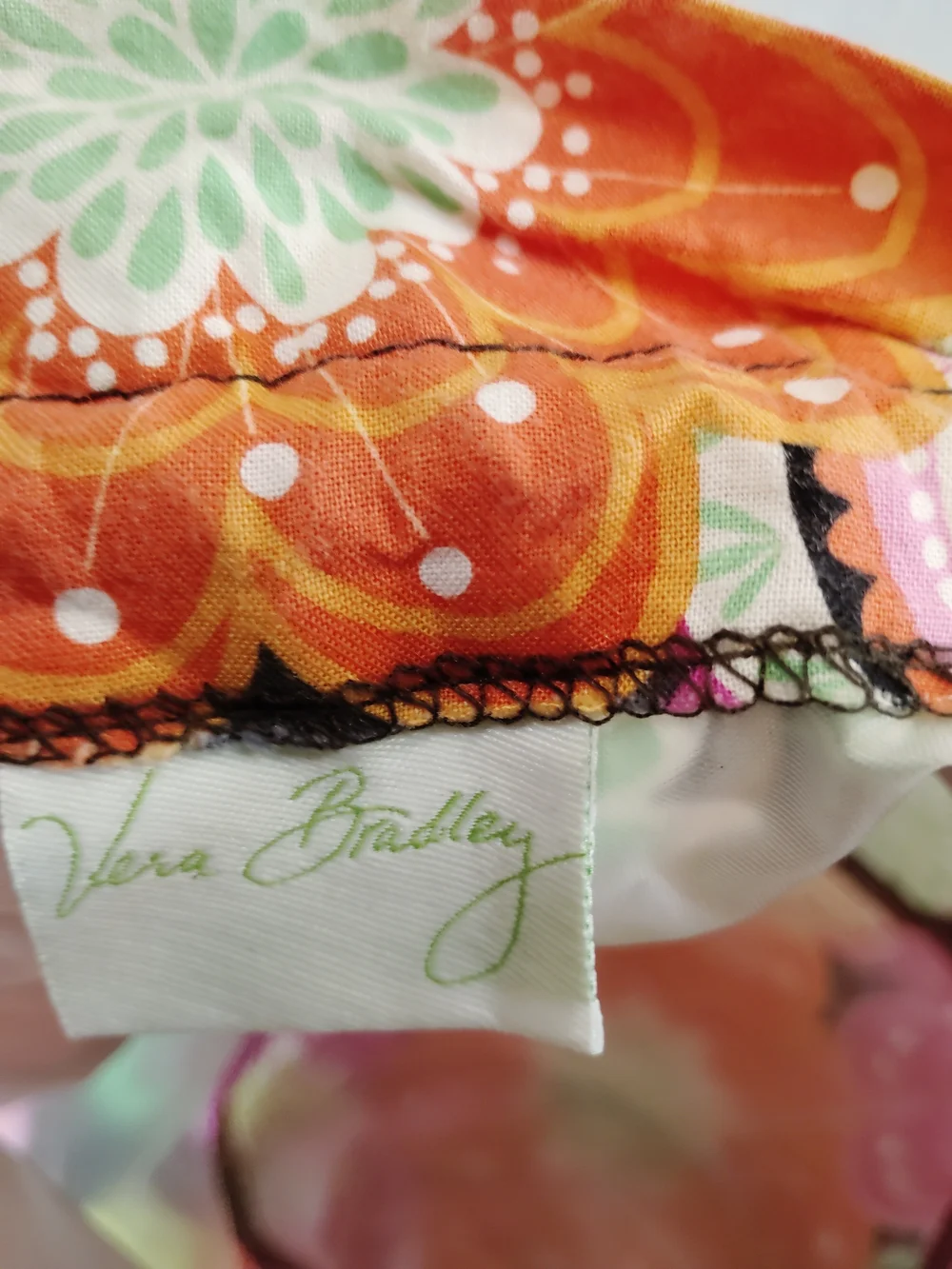 Vera Bradley Pink Orange Grey Chevron Cosmetic Drawstring Bag